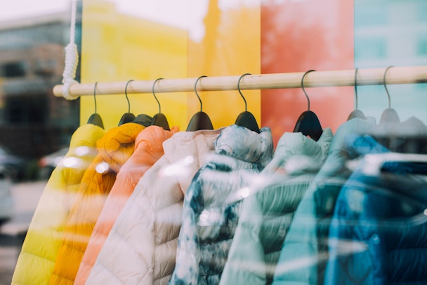 A range of jackets in a shop window, demonstrating the potential for intent-based e-commerce