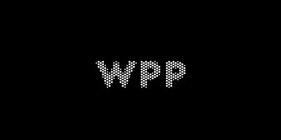 The WPP logo, white text against a black background