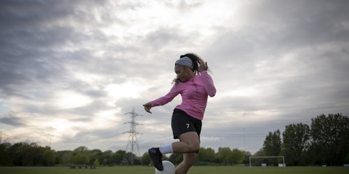 Charlotte Lynch plays football in "this is london" campaign