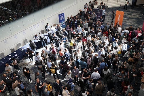 A busy trade show, formerly a staple of B2B marketing