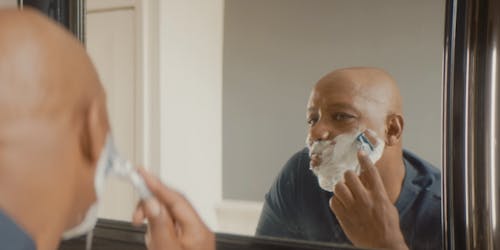 Ian Wright shaving with Gillette Ian Wright shaving with Gillette