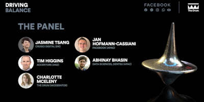 Facebook Driving Balance panel card with speakers head shots