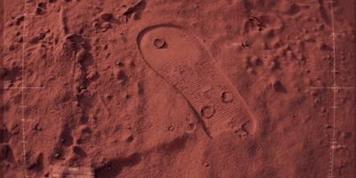 Footprint on red soil 