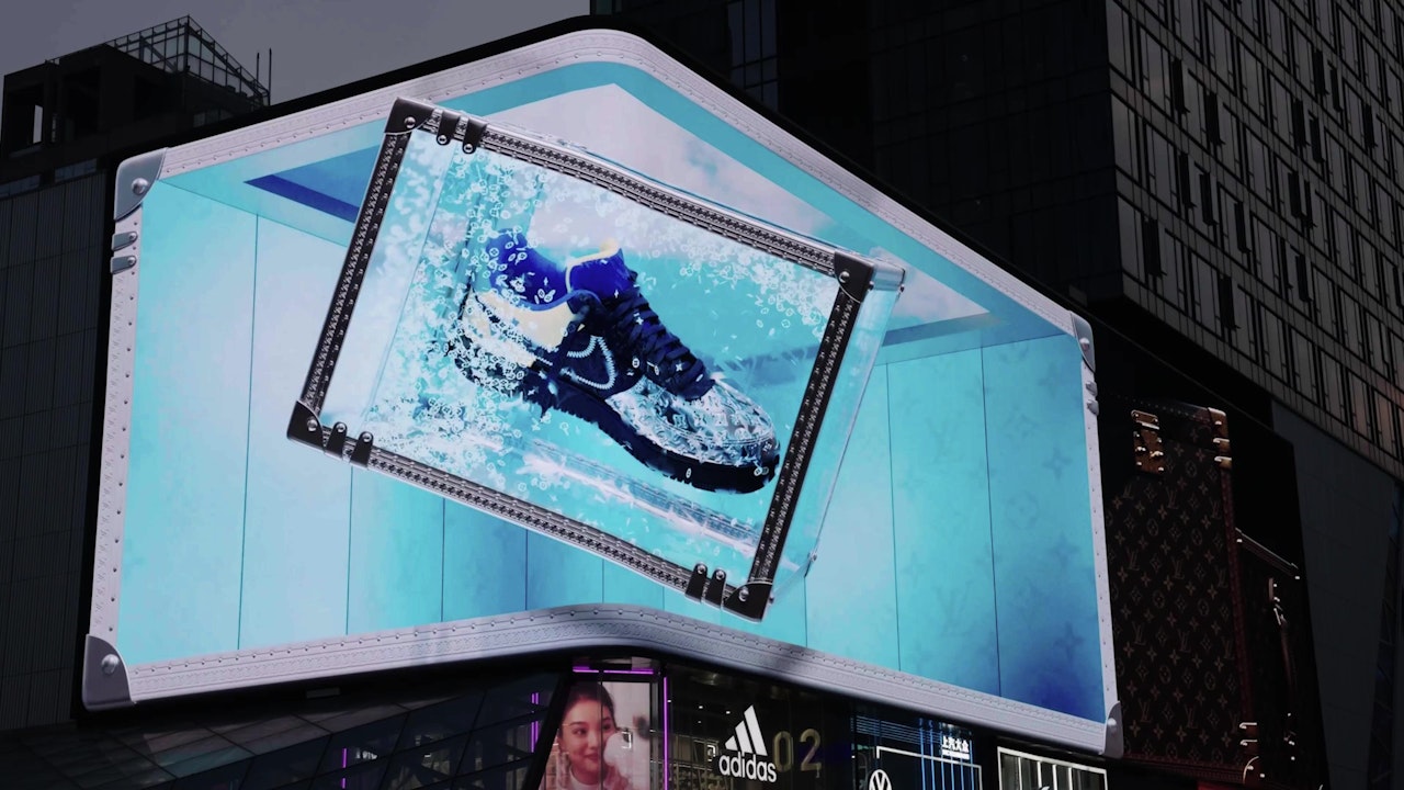 Nike x Louis Vuitton billboard in Times Square NYC ✨, By Nice Kicks