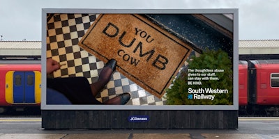 An OOH ad with an abusive message on it 