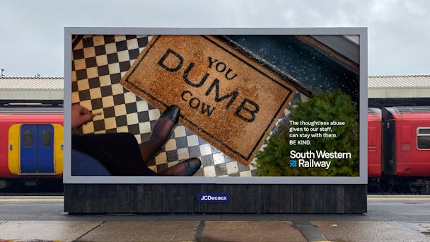 An OOH ad with an abusive message on it 