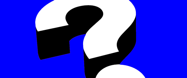 3D question mark on blue background