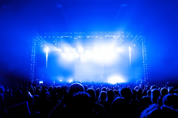 concert crowd, blue light