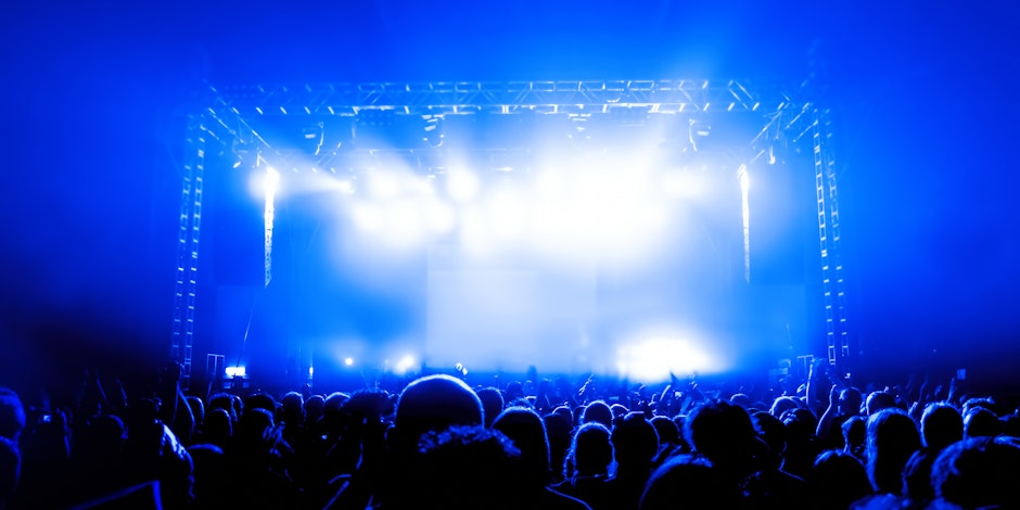 concert crowd, blue light