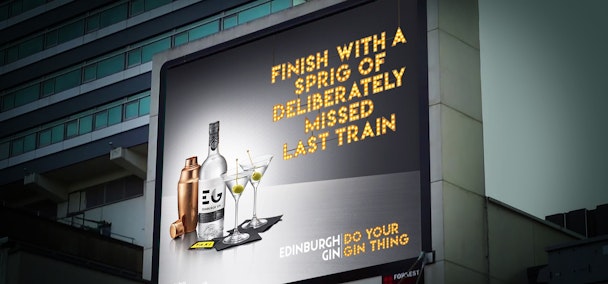 Edinburgh Gin outdoor ad advertising alcohol ban 
