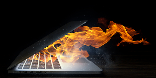 Flames coming out of the computer