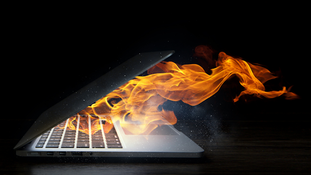 Flames coming out of the computer