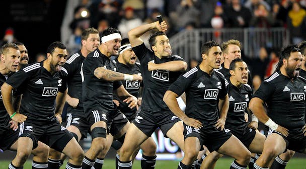 The All Blacks perform the famous 'haka' war dance. The All Blacks perform the famous 'haka' war dance.