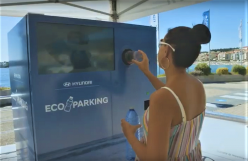 Parking in exchange for recycling plastic bottles.