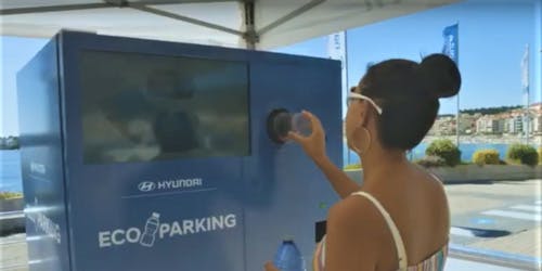 Parking in exchange for recycling plastic bottles. Parking in exchange for recycling plastic bottles.