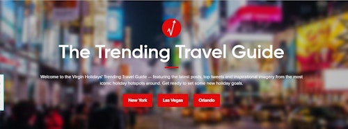 Virgin Holidays' Trending Travel Guide screenshot.