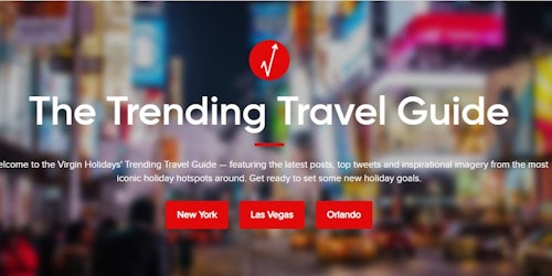 Virgin Holidays' Trending Travel Guide screenshot.