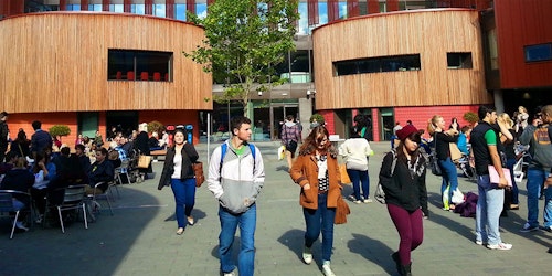 The central courtyard of Anglia Ruskin University's Cambridge campus.