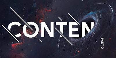 A graphic showing the word content deisappearing into a black hole?