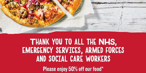 Pizza Hut keyworkers discount.