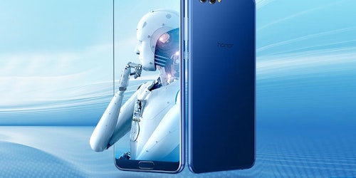 A droid image appears from a mobile phone handset.