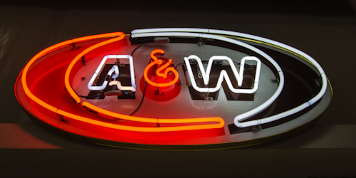 A&W logo in neon sign