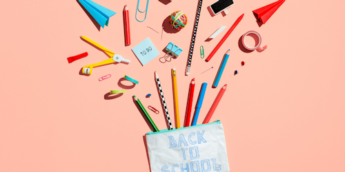 Bag with school supplies