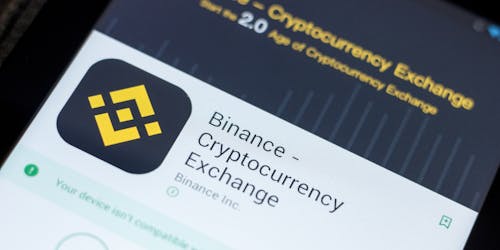 Binance on mobile screen Binance on mobile screen