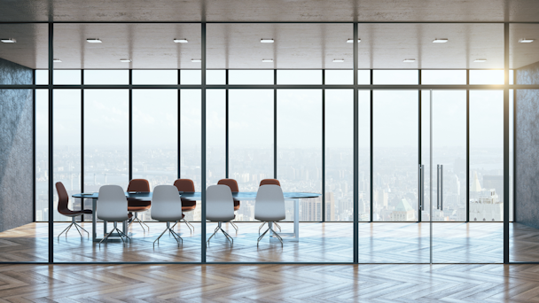 Conference room with glass walls