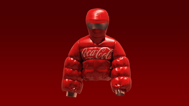 Coca-Cola branded puffer jacket in red