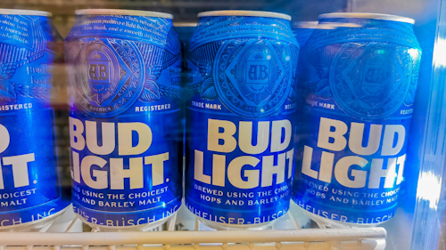 Bud Light cans in fridge