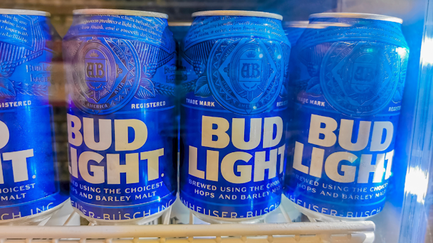 Bud Light cans in fridge