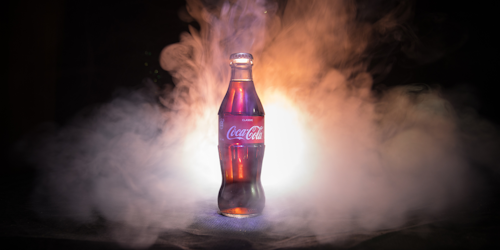 Coke bottle in mist