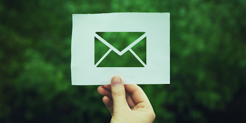 Email cutout on green background
