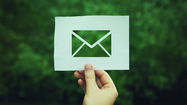 Email cutout on green background