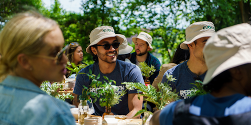 People at tree-planting event with Evolve in New York City