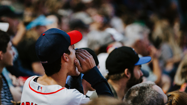 Baseball fans shouting at MLB game