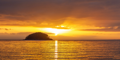 Island in sunset