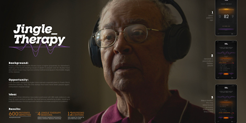 Elderly man with headphones