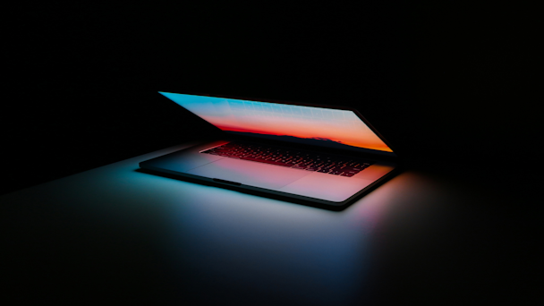 Macbook in dark room