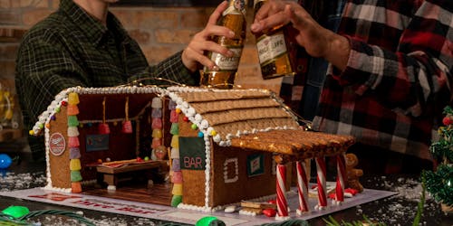 Miller High Life gingerbread dive bar