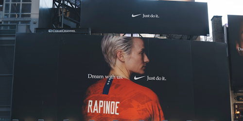 Nike billboard in Times Square featuring Megan Rapinoe
