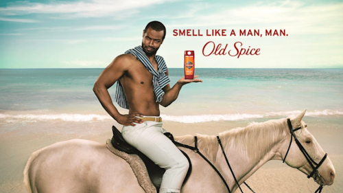 Old Spice guy on horse