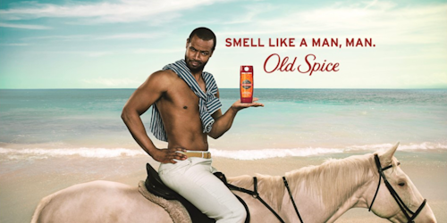 Old Spice guy on horse