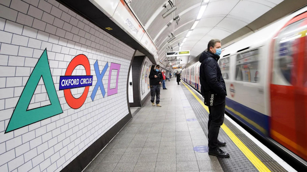 Oxford Circus stop on London Tube with PlayStation marketing activation