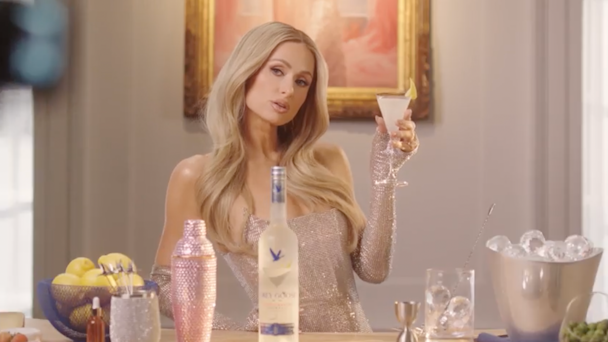Paris Hilton holding martini