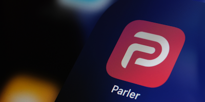 Parler app logo on mobile screen