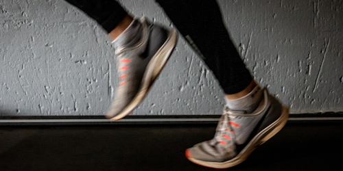 Feet running on treadmill
