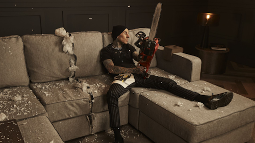 Travis Barker on couch