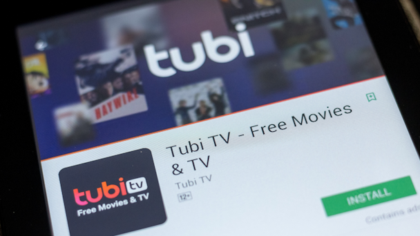 Tubi app download screen in app store on cell phone or mobile device